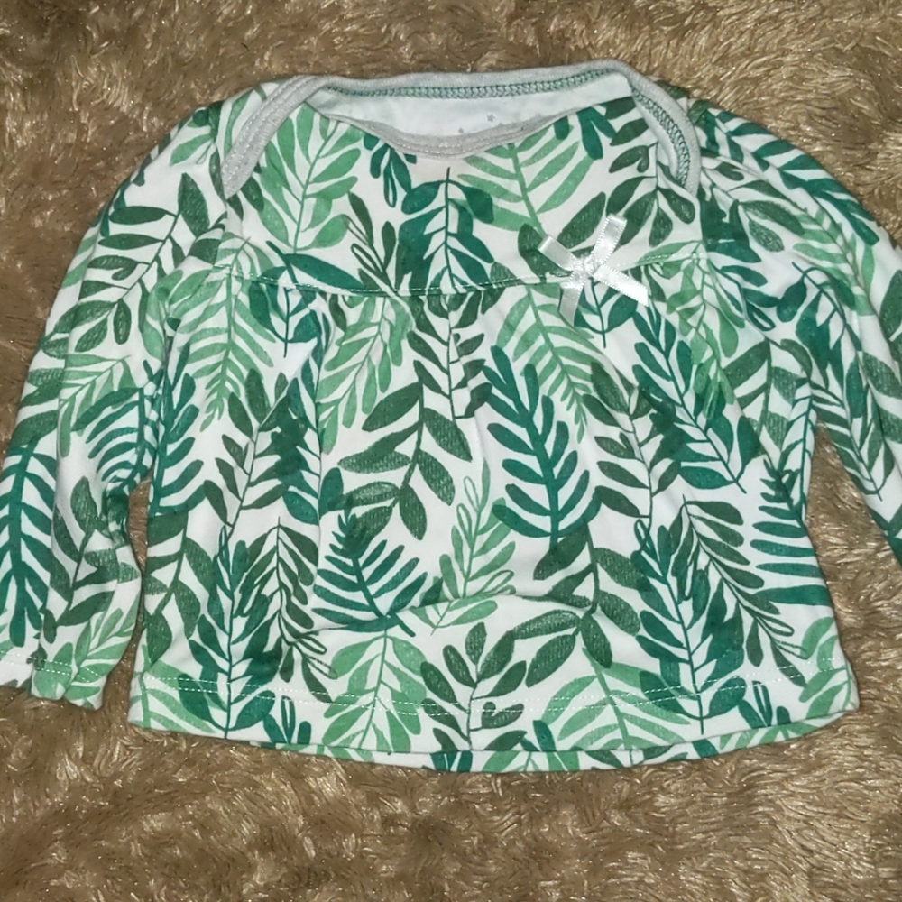 Green leaf long sleeve 0-3 mo